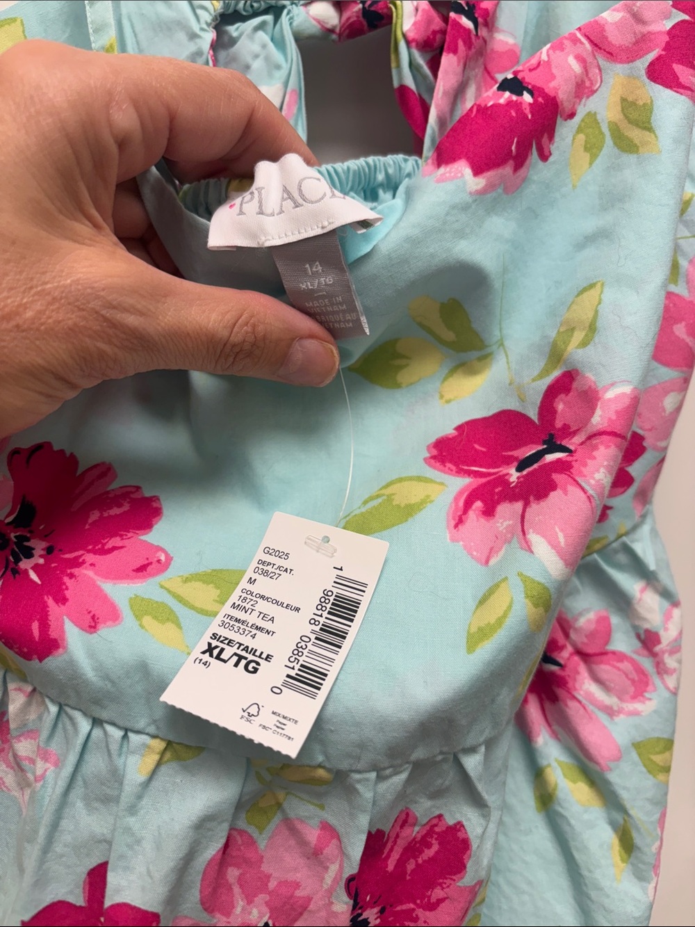 The Children's Place Aqua Floral Sundress with Pink Blossoms - Picture 2 of 3